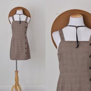 Mixed Threads Brown Plaid‎ Romper Dress Size L